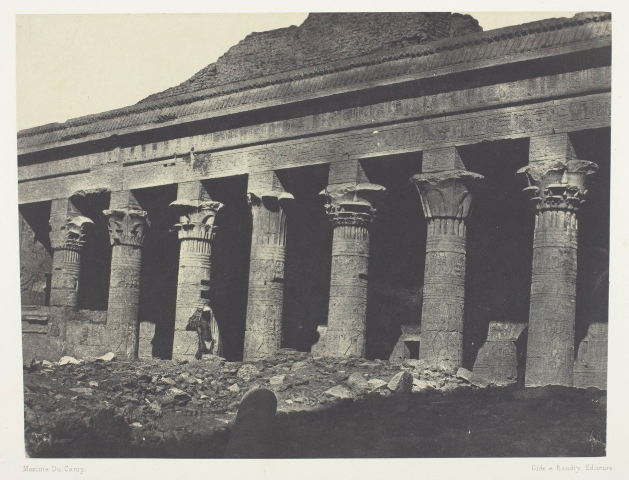 Det store Isis-tempel i Philoe, Galerie Orientale; Nubien, plade 73 fra albummet "Egypte, Nubie, Palestine et Syrie" (1852) af Maxime Du Camp