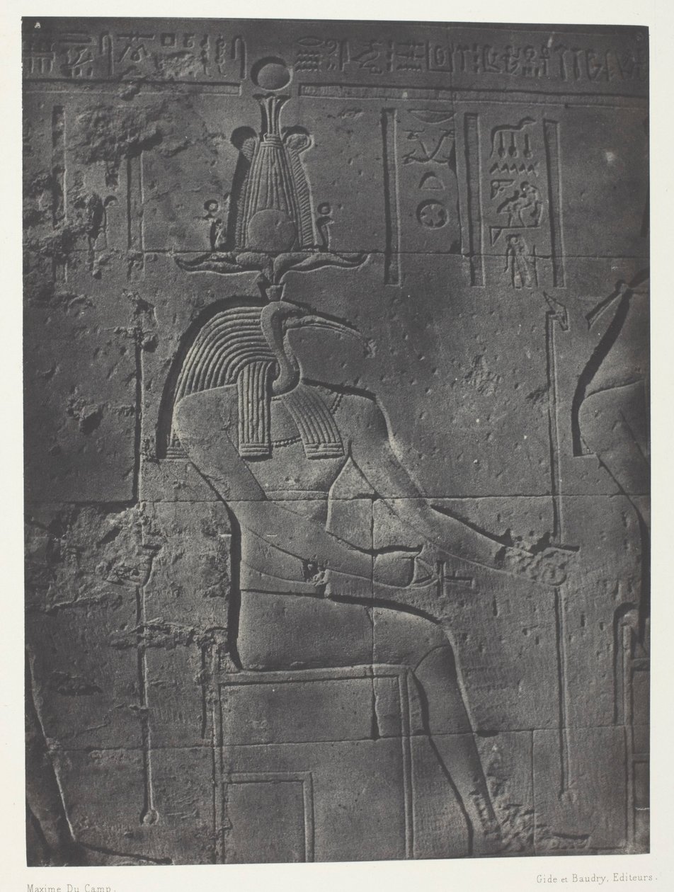 Det store Isis-tempel i Philoe, Tôth Ibiocéphale; Nubien, plade 79 fra albummet "Egypte, Nubie, Palestine et Syrie" (1852) af Maxime Du Camp