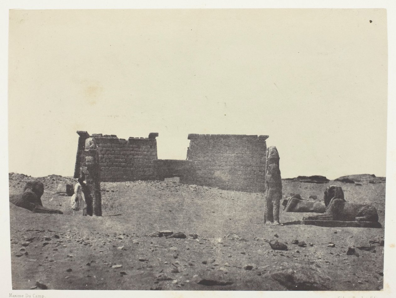 Hémi-Spéos De Séboua, Drômos; Nubie, plade 97 fra albummet "Egypte, Nubie, Palestine et Syrie" (1852) af Maxime Du Camp