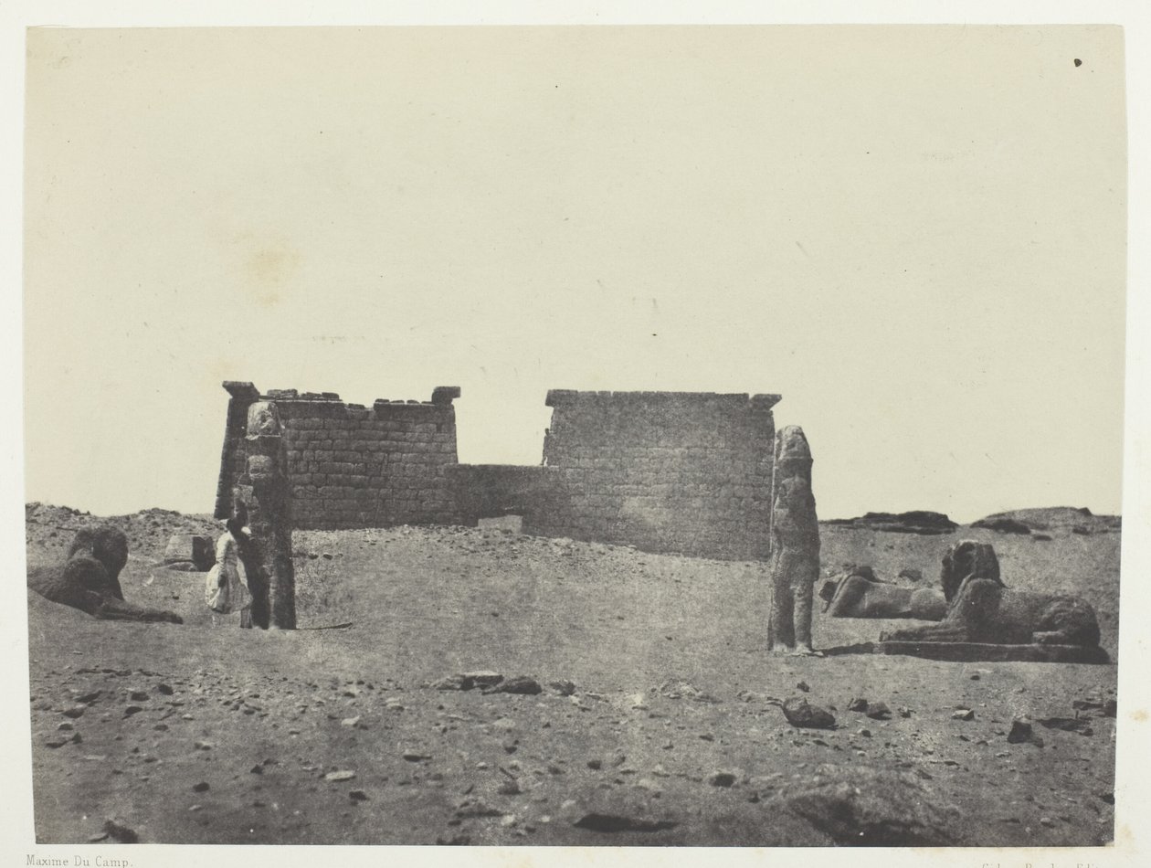 Hémi-Spéos De Séboua, Drômos; Nubie, plade 97 fra albummet "Egypte, Nubie, Palestine et Syrie" (1852) af Maxime Du Camp