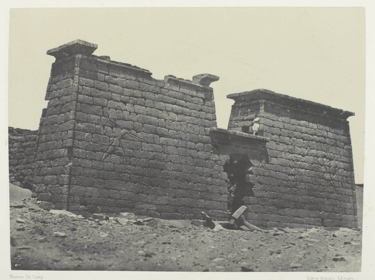 Hémi-Spéos De Séboua, Pylons; Nubien, plade 98 fra albummet "Egypte, Nubie, Palestine et Syrie" (1852) af Maxime Du Camp