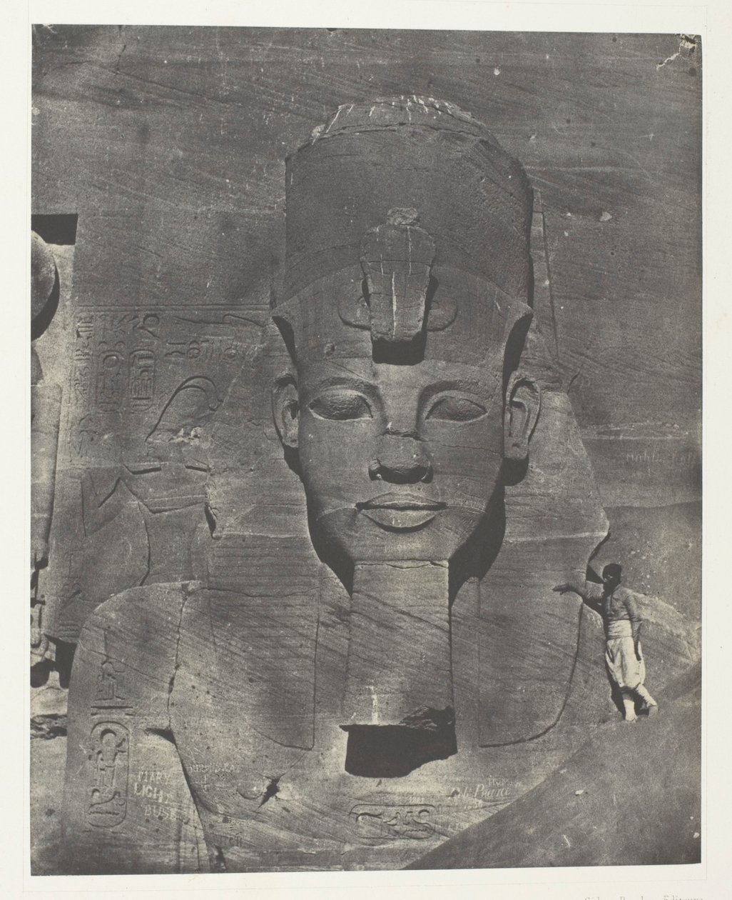 Ibsamboul, Colosse Médial (Enfoui) du Spéos de Phrè Nubie, Palestine et Syrie, plade 106 fra albummet "Egypte, Nubie, Palestine et Syrie" (1852) af Maxime Du Camp