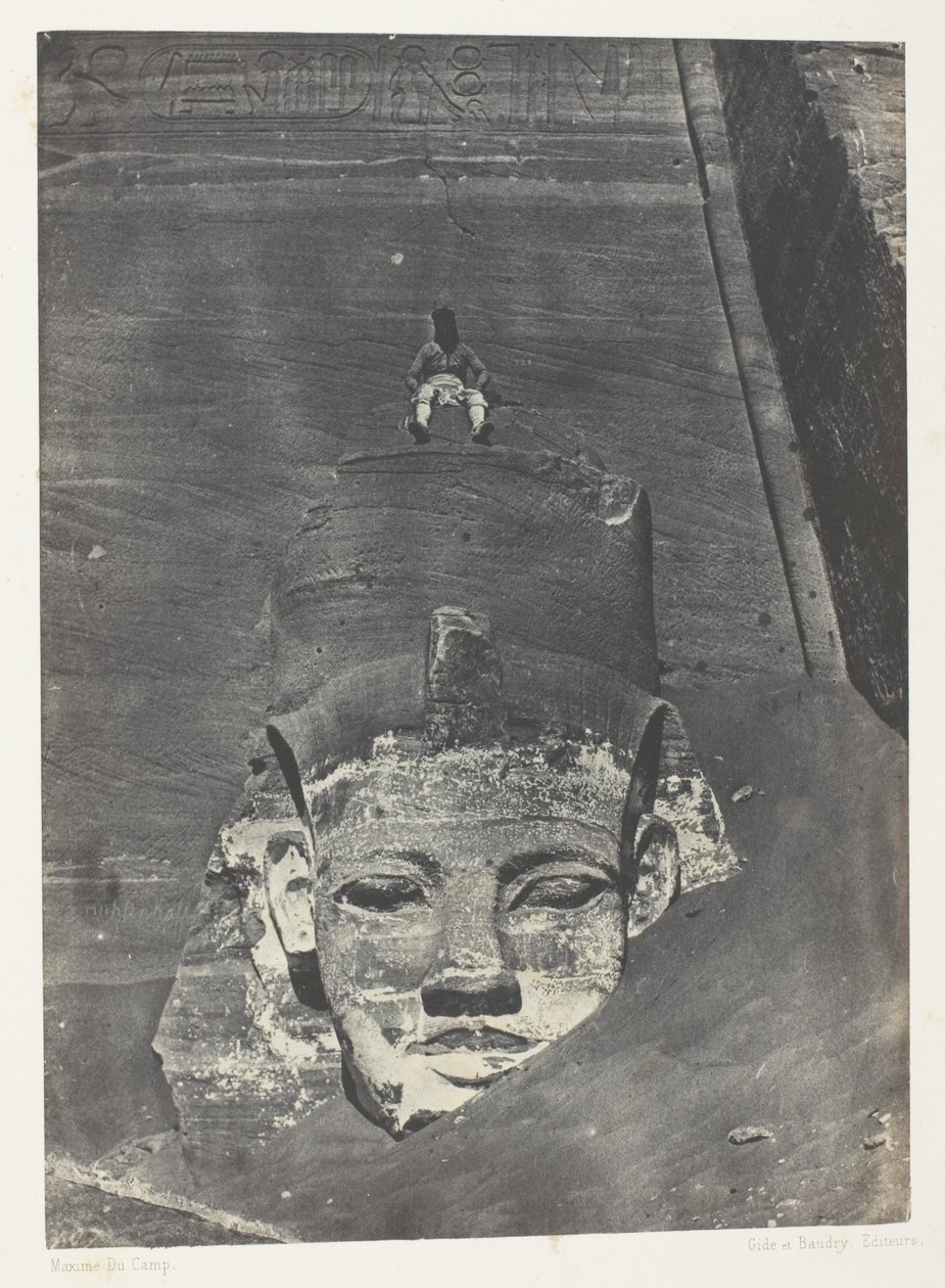 Ibsamboul, Colosse Occidental Du Spéos De Phrè; Nubien, plade 107 fra albummet "Egypte, Nubie, Palestine et Syrie" (1852) af Maxime Du Camp
