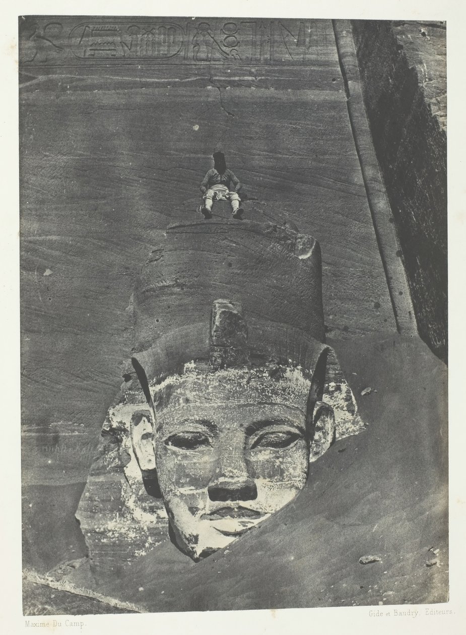 Ibsamboul, Western Colossus Of Spéos De Phrè, Nubia, 184951, trykt 1852. af Maxime Du Camp
