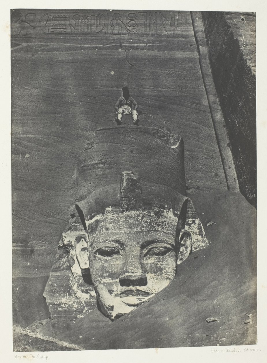 Ibsamboul, Colosse Occidental Du Spéos De Phrè; Nubien, plade 107 fra albummet "Egypte, Nubie, Palestine et Syrie" (1852) af Maxime Du Camp