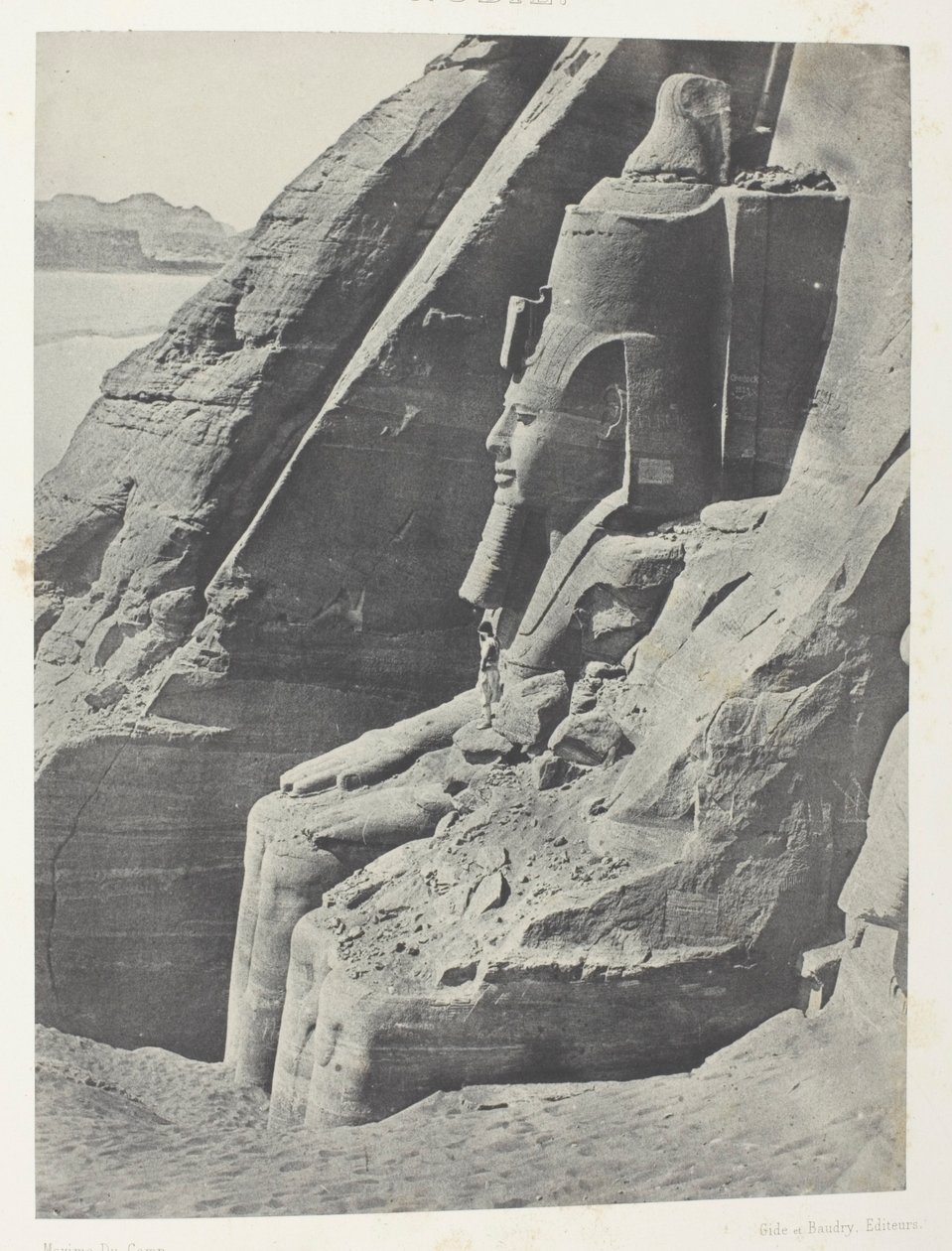 Ibsamboul, Colosse Oriental Du Spéos De Phrè, Vu De Profil; Nubie, plade 104 fra albummet "Egypte, Nubie, Palestine et Syrie" (1852) af Maxime Du Camp