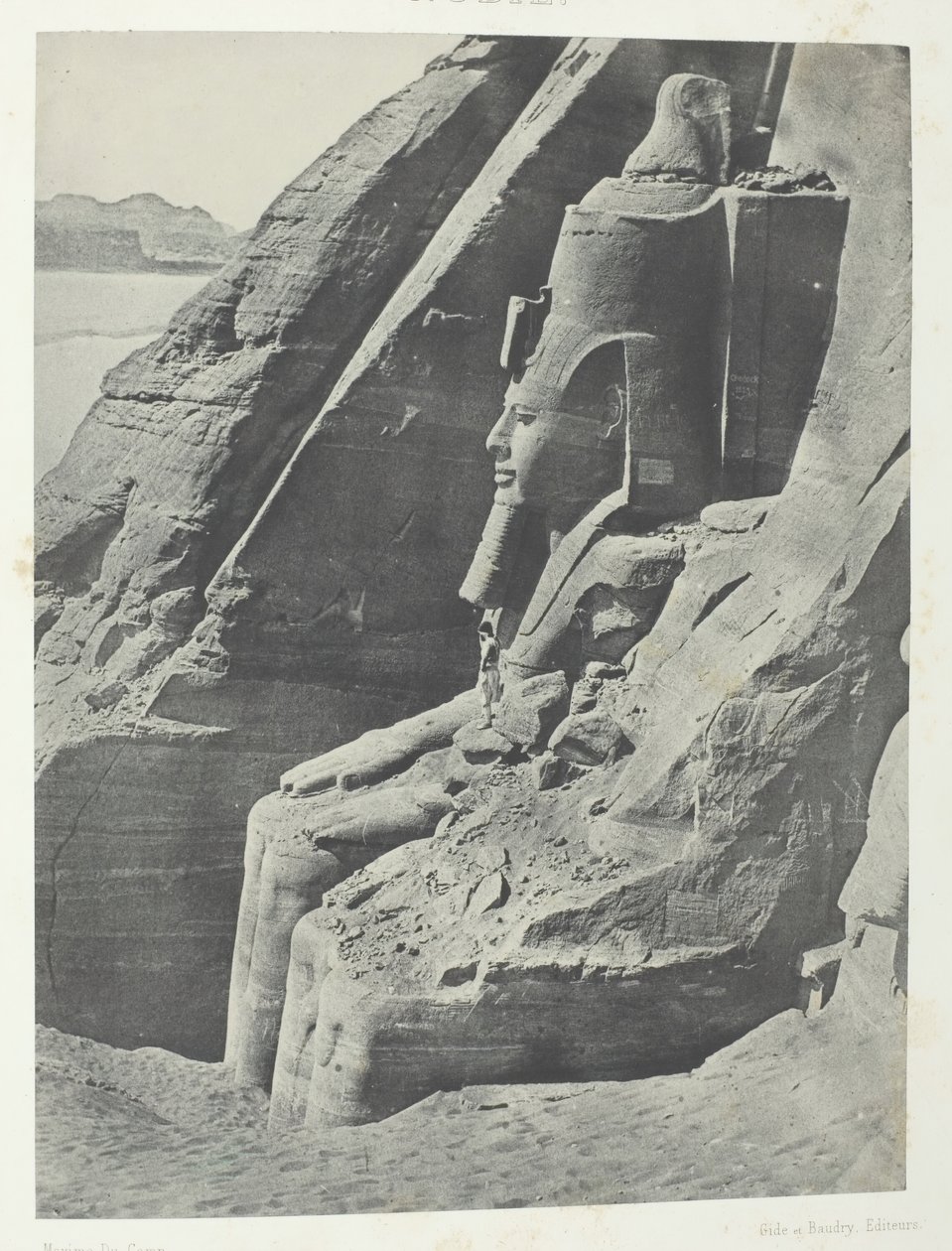 Ibsamboul, Oriental Colossus Of Spéos De Phrè, Seen In Profile, Nubia, 184951, trykt 1852. af Maxime Du Camp
