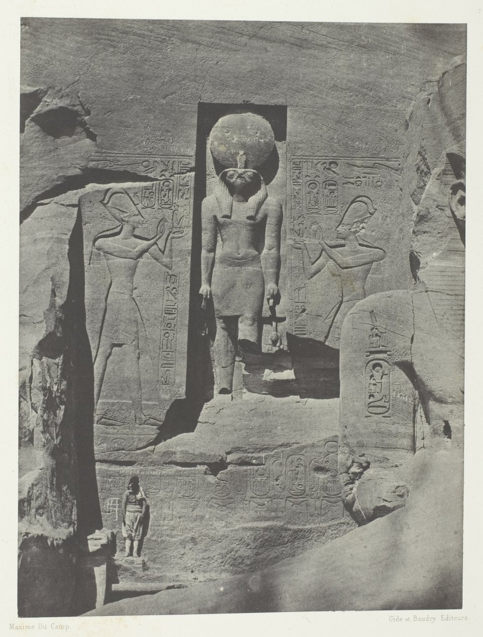Ibsamboul, Sculptures from the Entrance to the Spéos of Phrè, Nubia, plade 105 fra albummet "Egypte, Nubie, Palestine et Syrie" (1852) af Maxime Du Camp