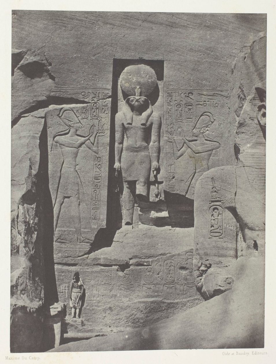 Ibsamboul, Sculptures from the Entrance to the Spéos of Phrè, Nubia, plade 105 fra albummet "Egypte, Nubie, Palestine et Syrie" (1852) af Maxime Du Camp