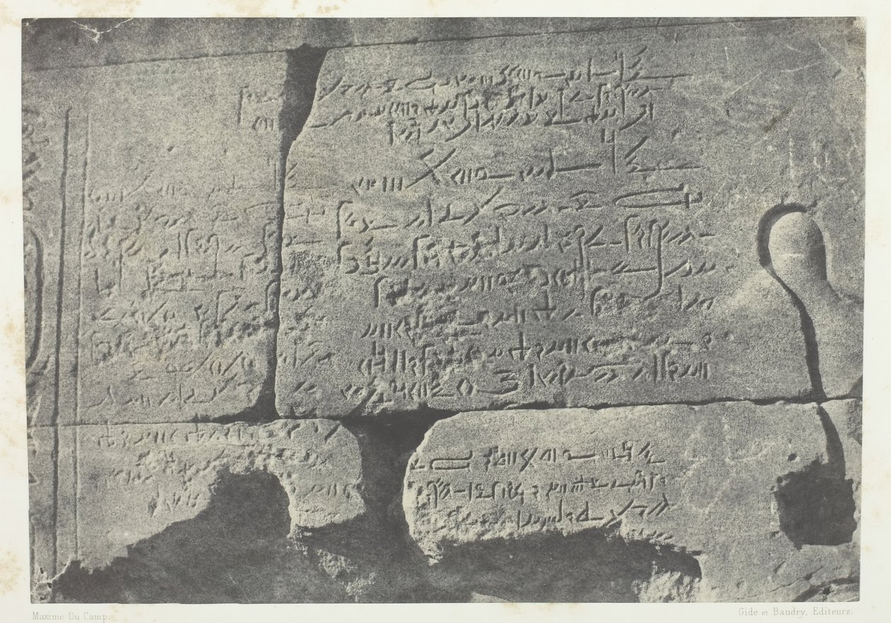 Demotic Inscription, Great Temple of Isis at Philoe, Nubia, 184951, trykt 1852. af Maxime Du Camp