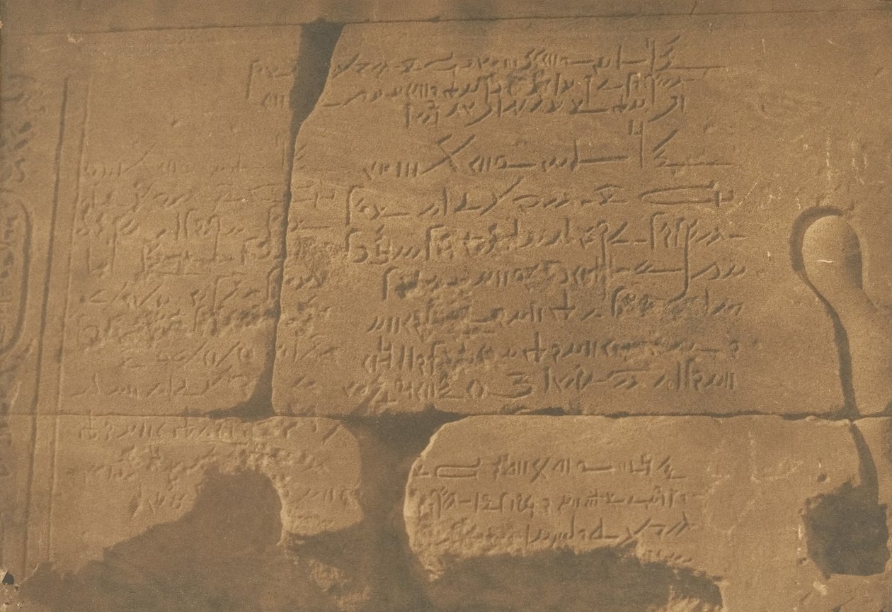 Demotisk inskription, anden pylon i Isis-templet, i Philae, 15. april 1850. af Maxime Du Camp