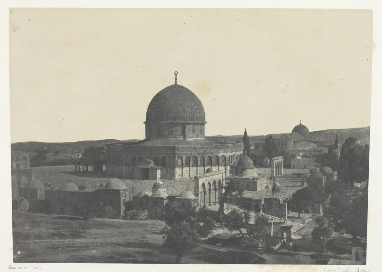 Jerusalem, Omar-moskeen, Palæstina, 184951, trykt 1852. af Maxime Du Camp
