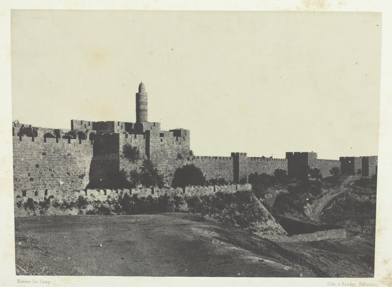 Jerusalem, Vestmuren, Palæstina, 184951, trykt 1852. af Maxime Du Camp