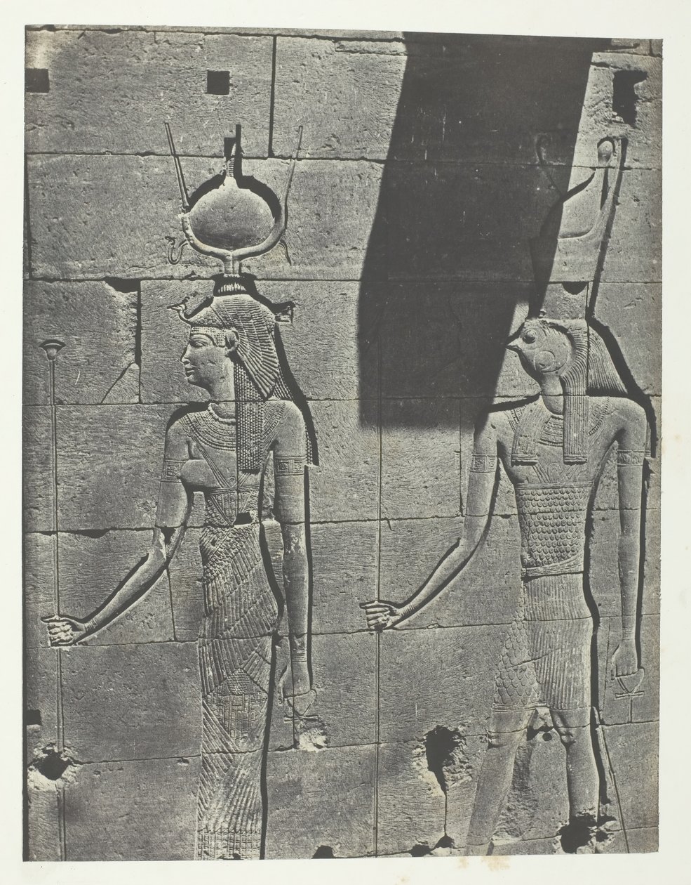 Kalabscheh, Skulpturer fra templets bagfacade, Nubia, 184951, trykt 1852. af Maxime Du Camp