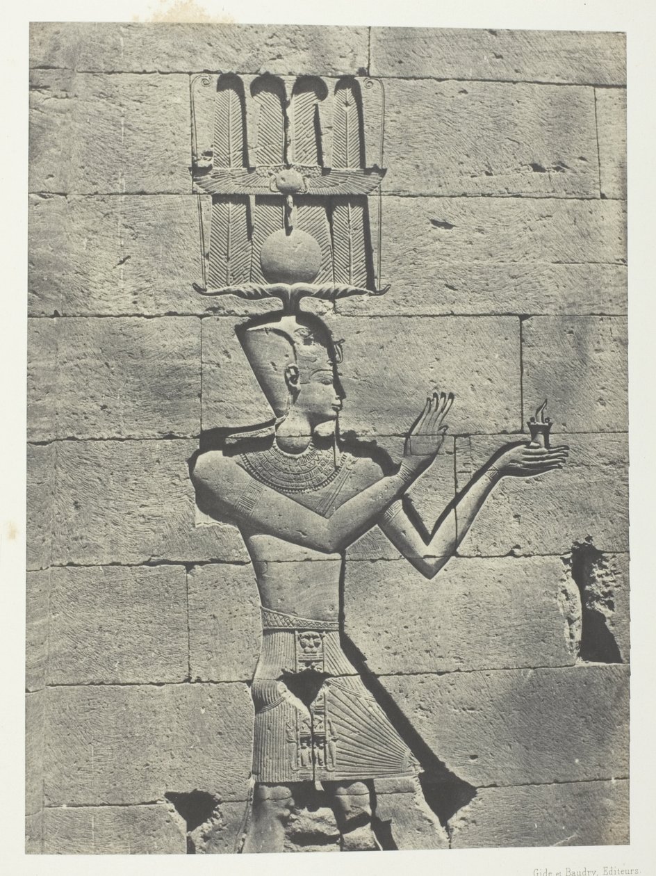 Kalabscheh, Sculptures De La Façade Postérieure Du Temple; Nubie, plade 91 fra albummet "Egypte, Nubie, Palestine et Syrie" (1852) af Maxime Du Camp