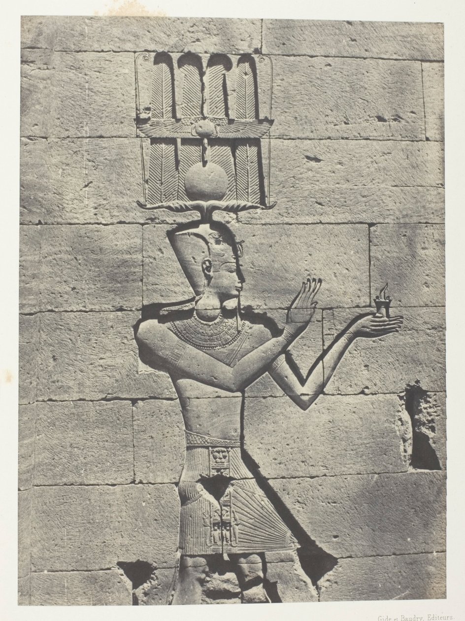 Kalabscheh, Sculptures De La Façade Postérieure Du Temple; Nubie, plade 91 fra albummet "Egypte, Nubie, Palestine et Syrie" (1852) af Maxime Du Camp