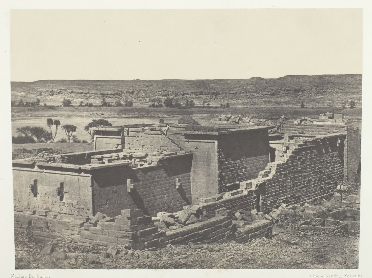 Kalabscheh, generelt syn på templet i Kalabscheh Talmis, Nubia, 184951, trykt 1852. af Maxime Du Camp