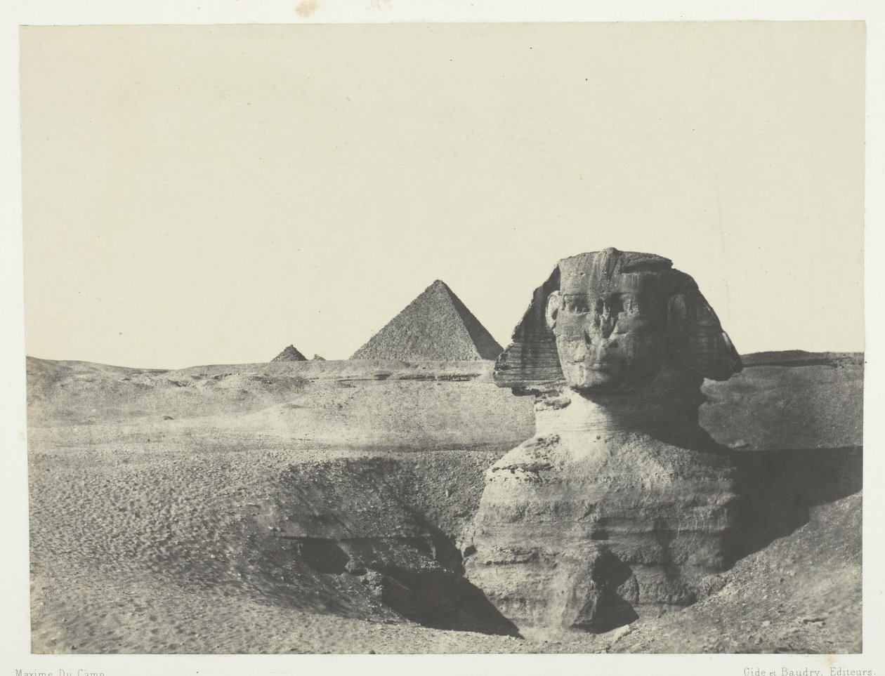 Sphynxen set fra fronten, Mellemægypten, 184951, trykt 1852. af Maxime Du Camp