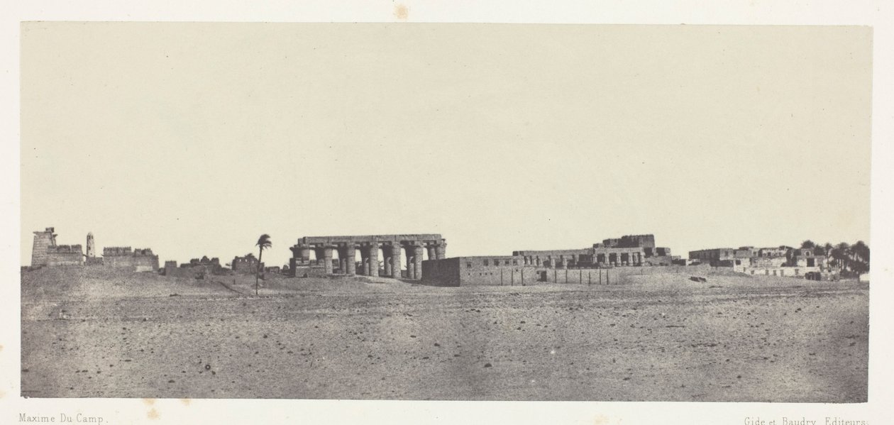 Luxor, generel udsigt over ruinerne; Theben af Maxime Du Camp