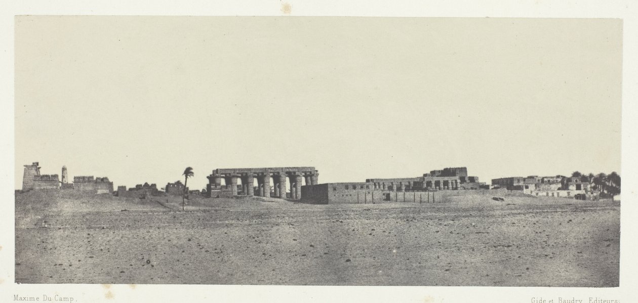 Luxor, generel udsigt over ruinerne; Theben af Maxime Du Camp