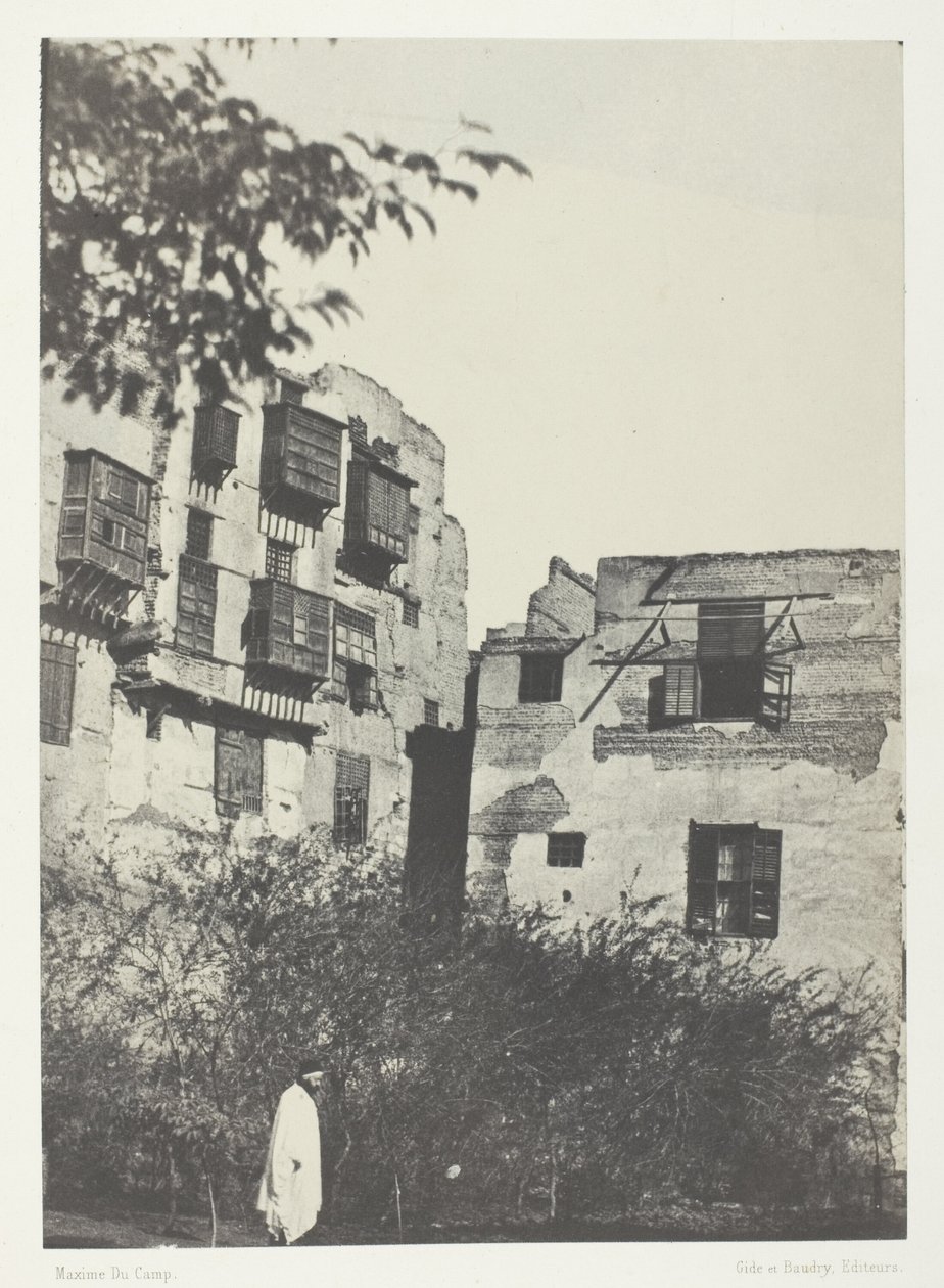 Hus og have i Frank Quarter, Cairo af Maxime Du Camp