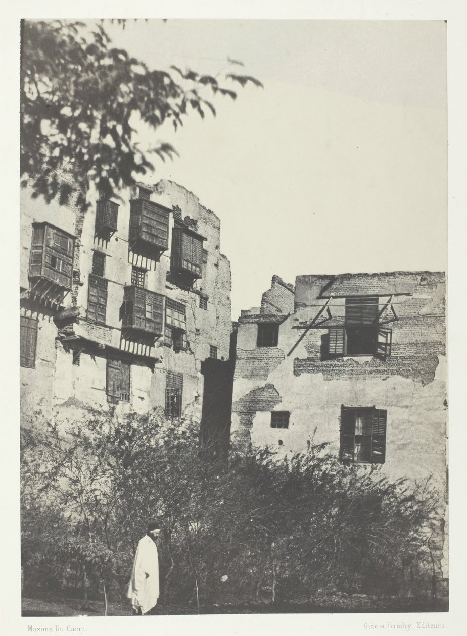 Hus og have i Frank-kvarteret, Le Kaire, 184951, trykt 1852. af Maxime Du Camp