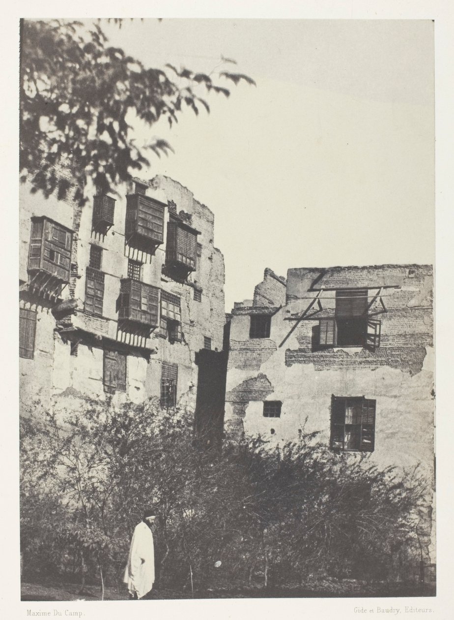 Hus og have i Frank Quarter, Cairo af Maxime Du Camp