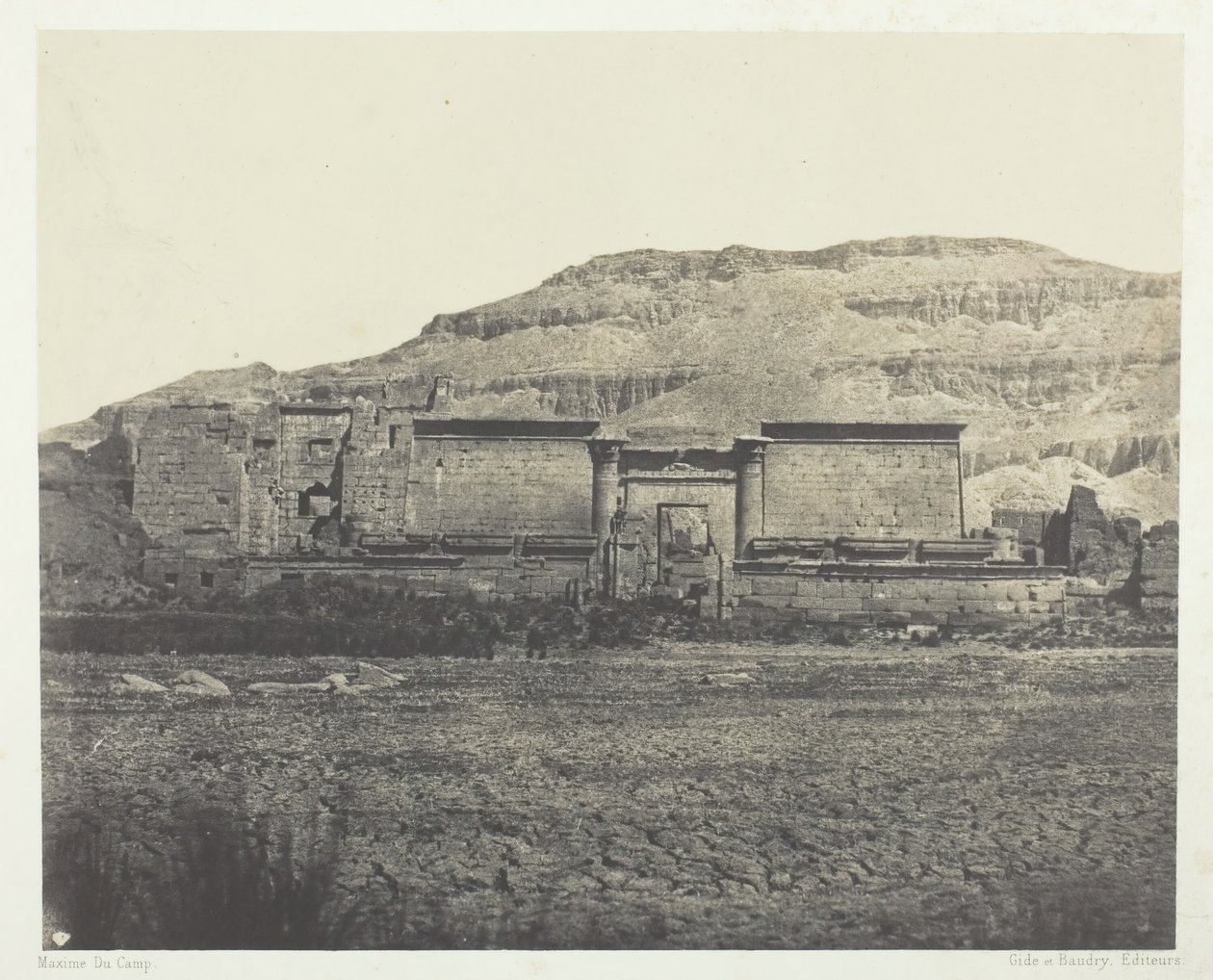 Medinet-Habou, General View of the Rines, Theben, 184951, trykt 1852. af Maxime Du Camp