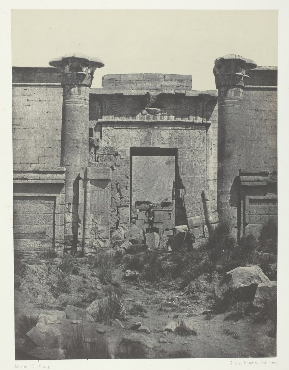 Medinet-Habou, Propylaea of ​​Thutmoseum, Theben, 184951, trykt 1852. af Maxime Du Camp