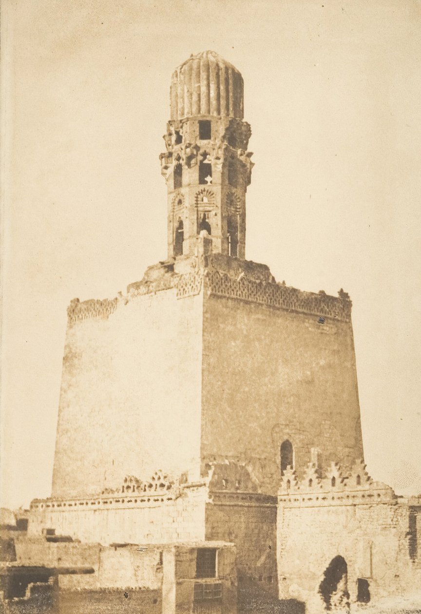 Den vestlige minaret i kalifen Hakems moske, Kairo, 9. januar 1850. af Maxime Du Camp
