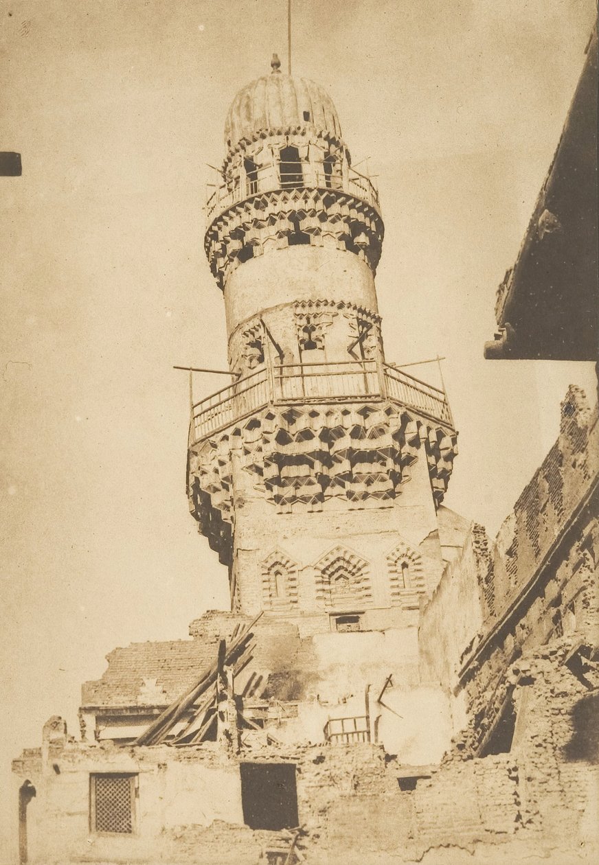 Skæende minaret i Bibars-moskeen, Kairo, december 1849-januar 1850. af Maxime Du Camp