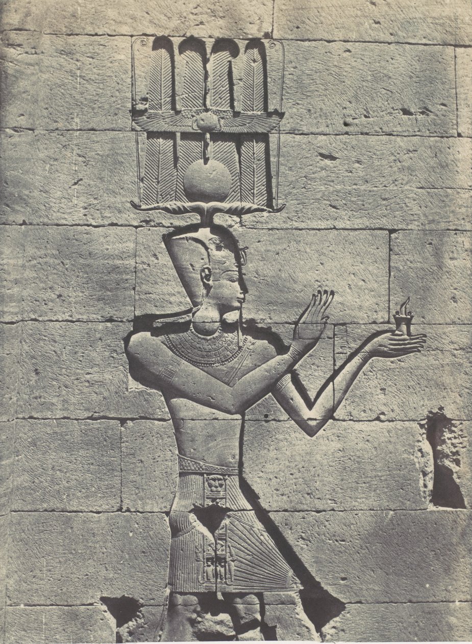 Nubien. Kalabscheh. Skulpturer fra templets bageste facade, 1850. af Maxime Du Camp
