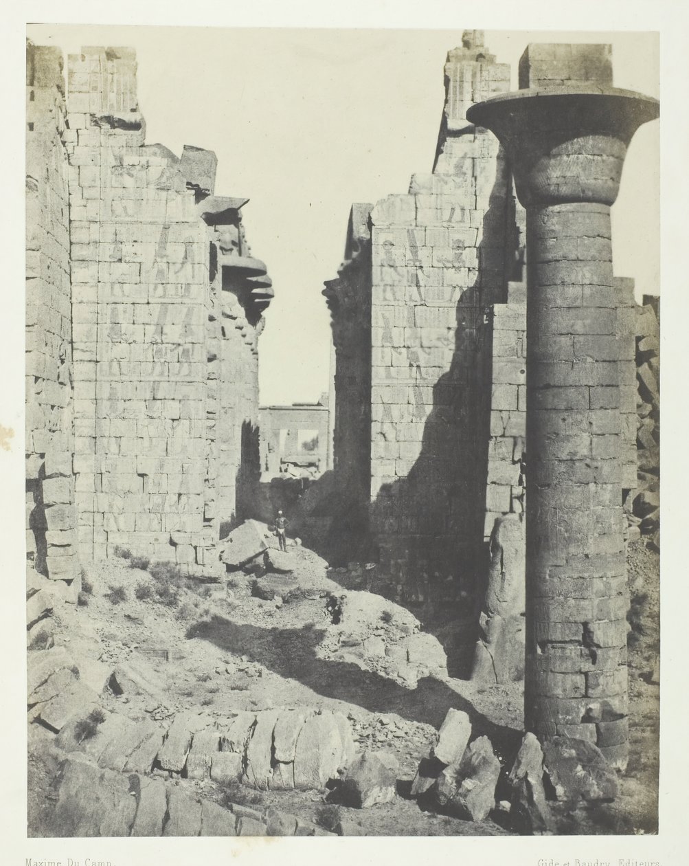 Karnak Palace, Bubastitternes domstol og hovedindgangen til Hypostyle Hall, Theben, 184951. af Maxime Du Camp