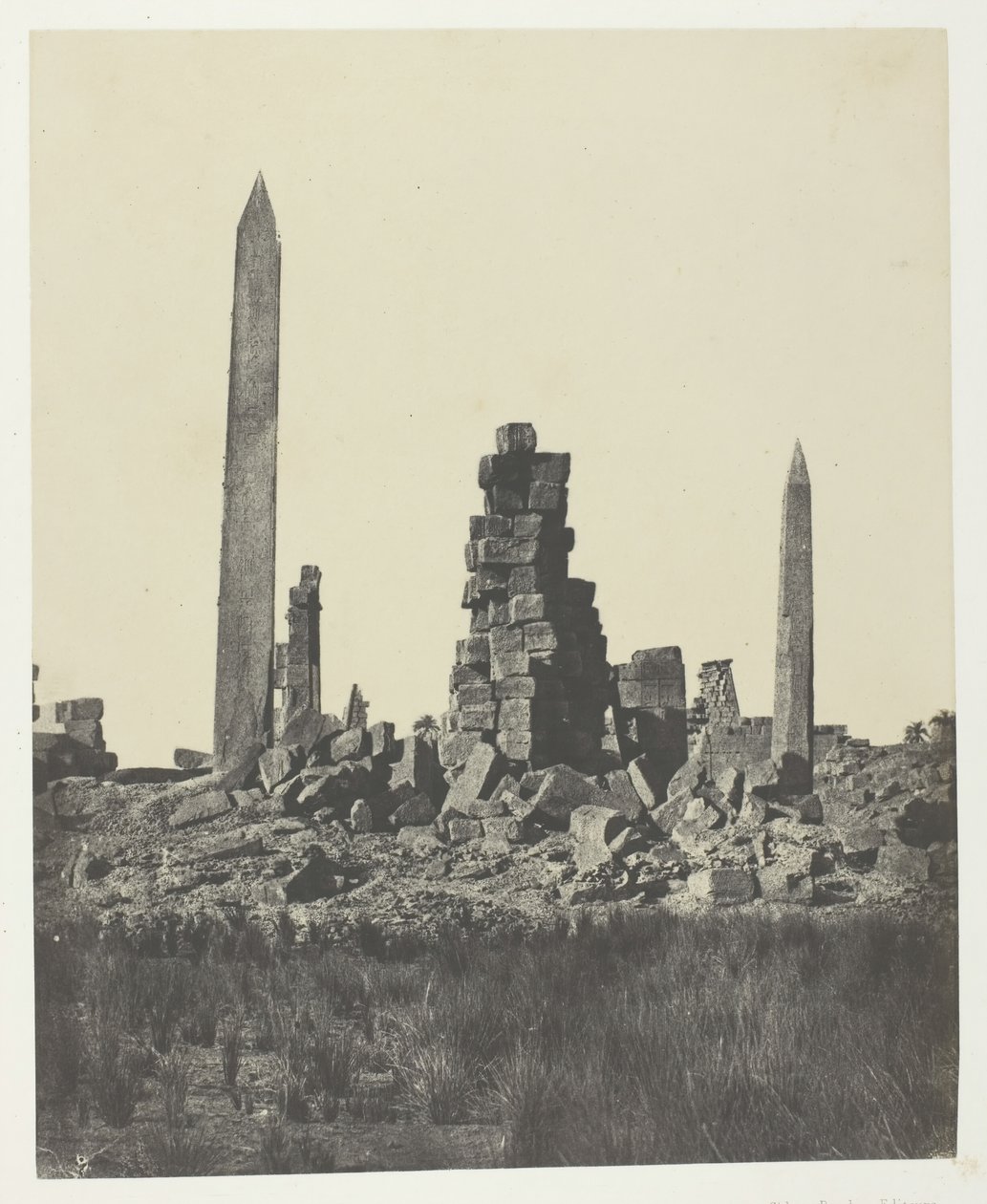 Karnak Palace, Obeliskerne, Theben, 184951, trykt 1852. af Maxime Du Camp