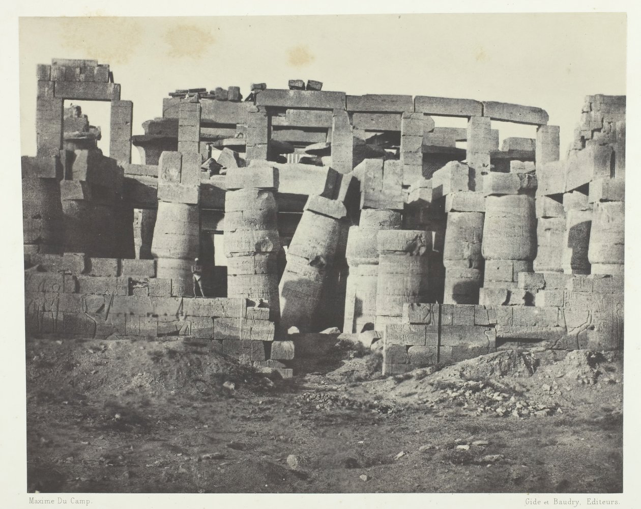 Karnak Palace, Hypostyle Hall taget mod nord, Theben, 184951, trykt 1852. af Maxime Du Camp