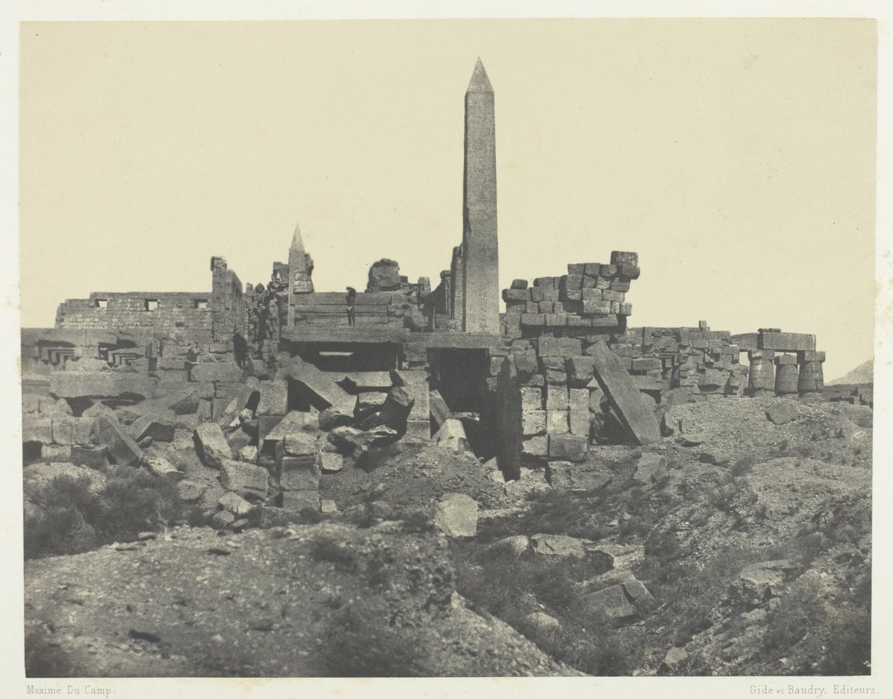 Karnak Palace, Granit Sanctuary og Hypostyle Hall; Theben af Maxime Du Camp