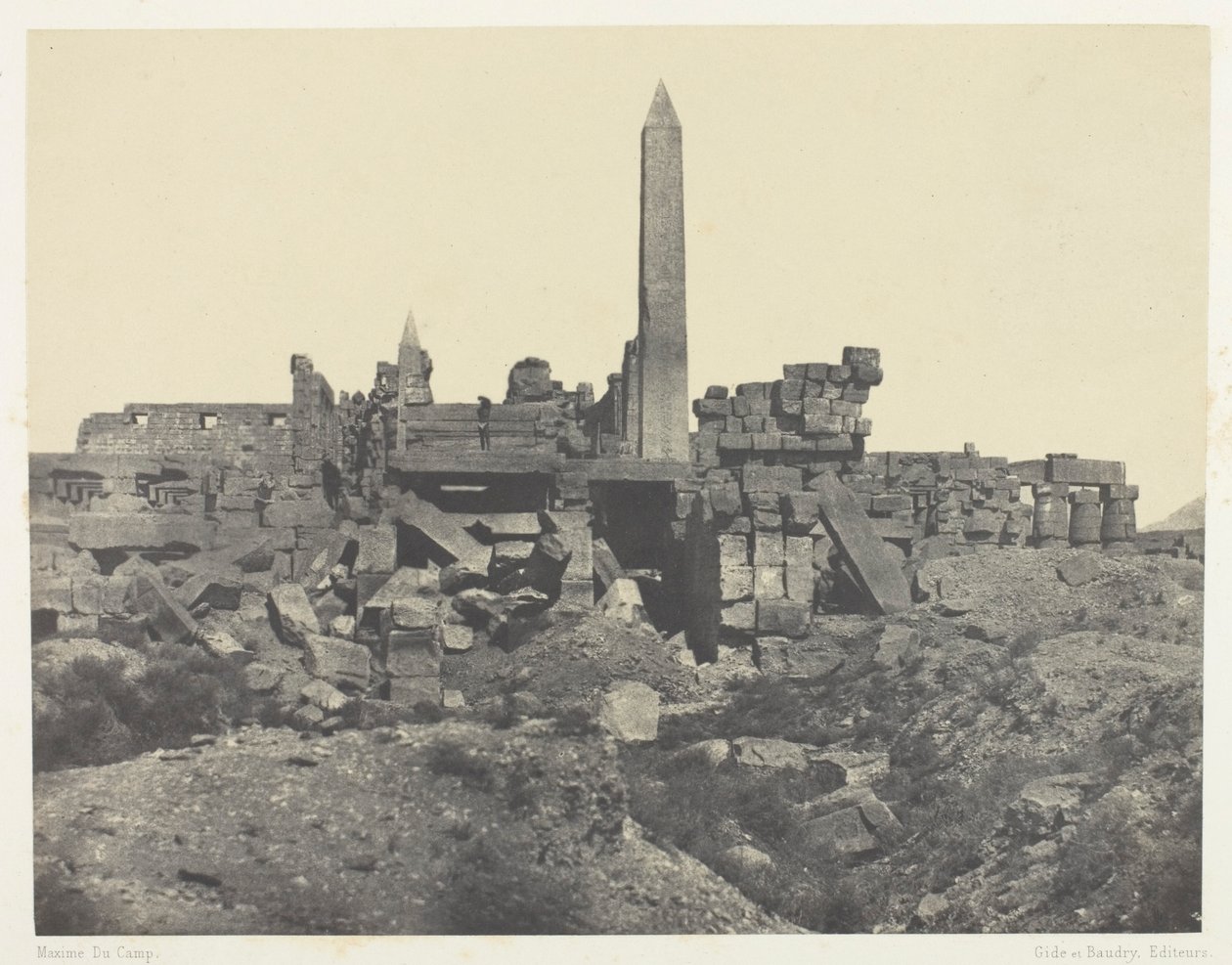 Karnak Palace, Granit Sanctuary og Hypostyle Hall; Theben af Maxime Du Camp