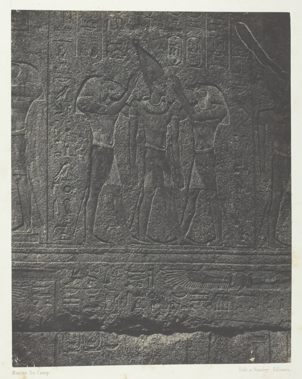 Karnak Palace, Udvendige Skulpturer af Granit Sanctuary, Theben, 184951, trykt 1852. af Maxime Du Camp