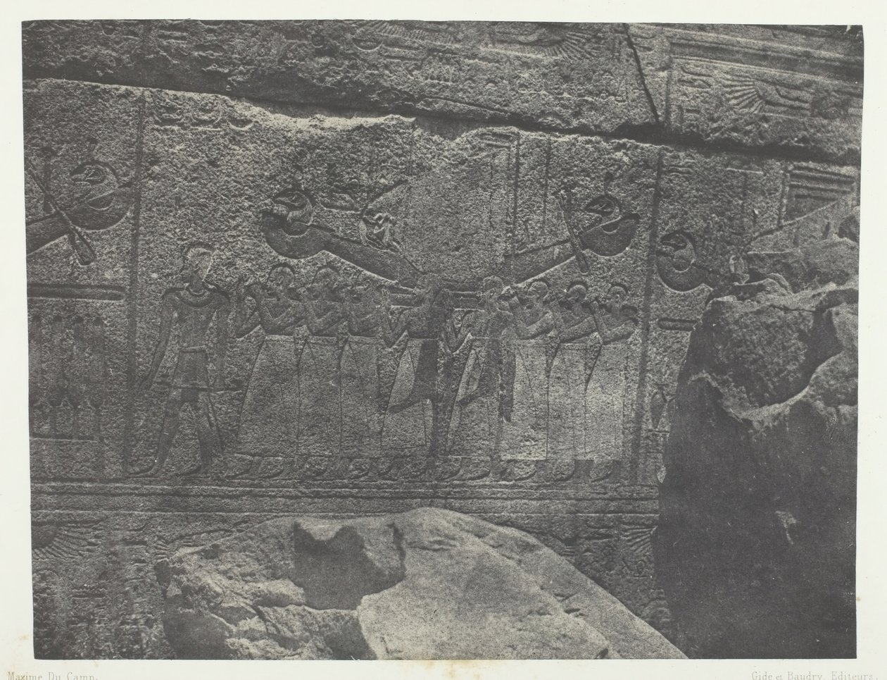 Karnak Palace, Udvendige Skulpturer af Granit Sanctuary, Theben, 184951, trykt 1852. af Maxime Du Camp