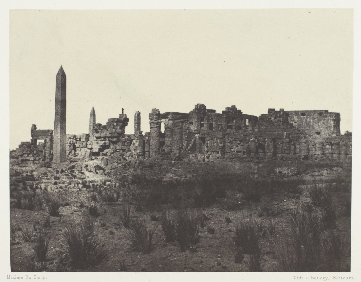 Karnak Palace, generel udsigt over ruinerne, taget fra nord; Theben af Maxime Du Camp