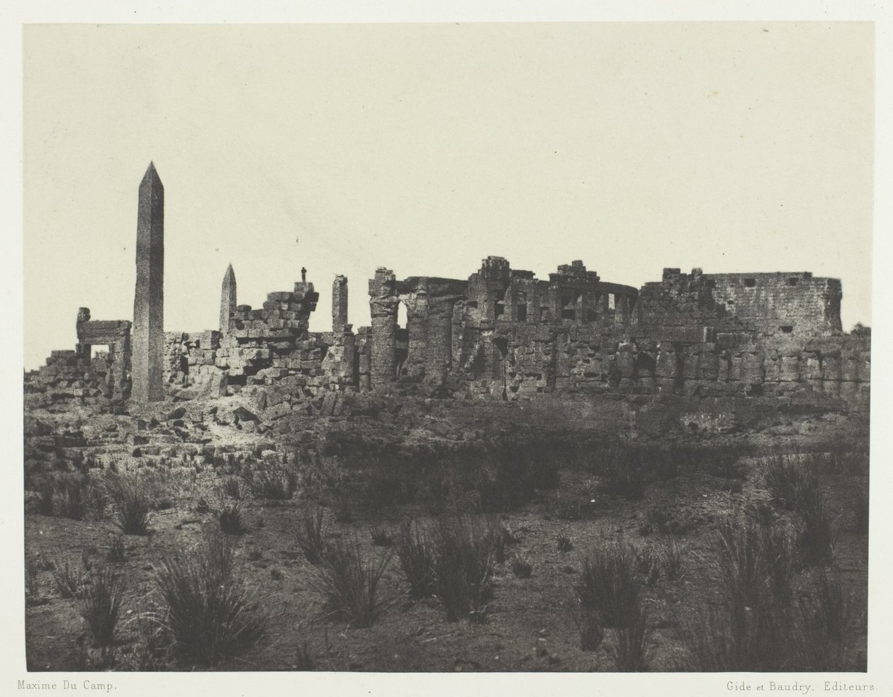 Karnak Palace, generel udsigt over ruinerne, taget fra nord; Theben af Maxime Du Camp