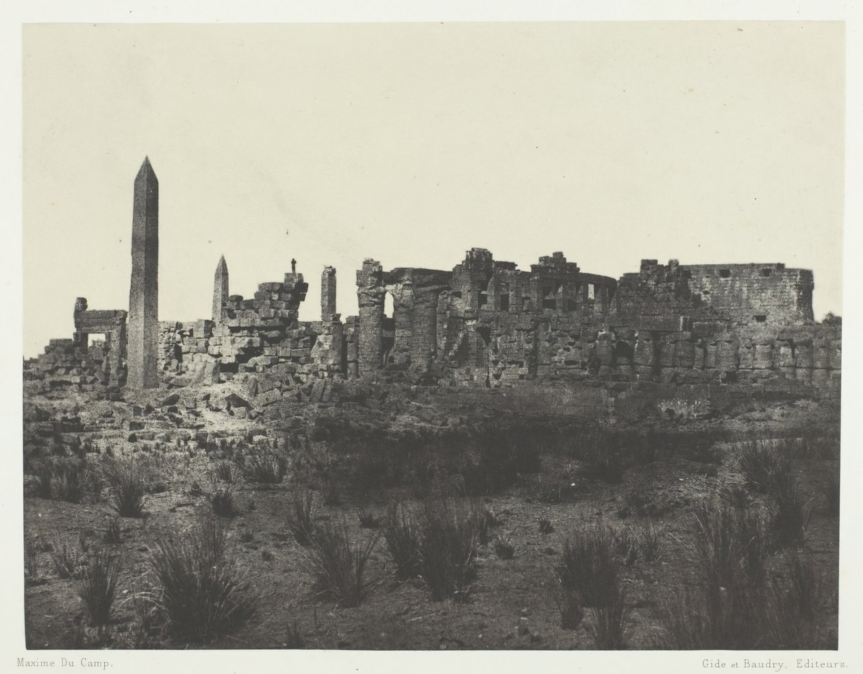 Karnak-paladset, generel udsigt over ruinerne, taget mod nord, Theben, 184951, trykt 1852. af Maxime Du Camp