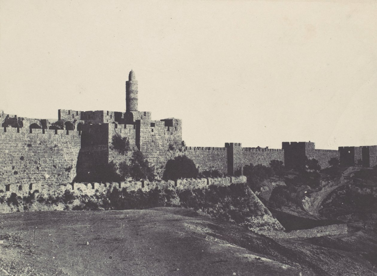 Palæstina. Jerusalem. Den vestlige del af murene, 1850. af Maxime Du Camp