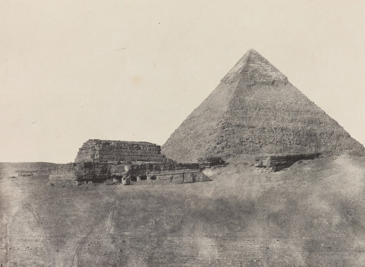 Pyramid of Chephren, Mellemøsten Egypten, 184951, trykt 1852. af Maxime Du Camp