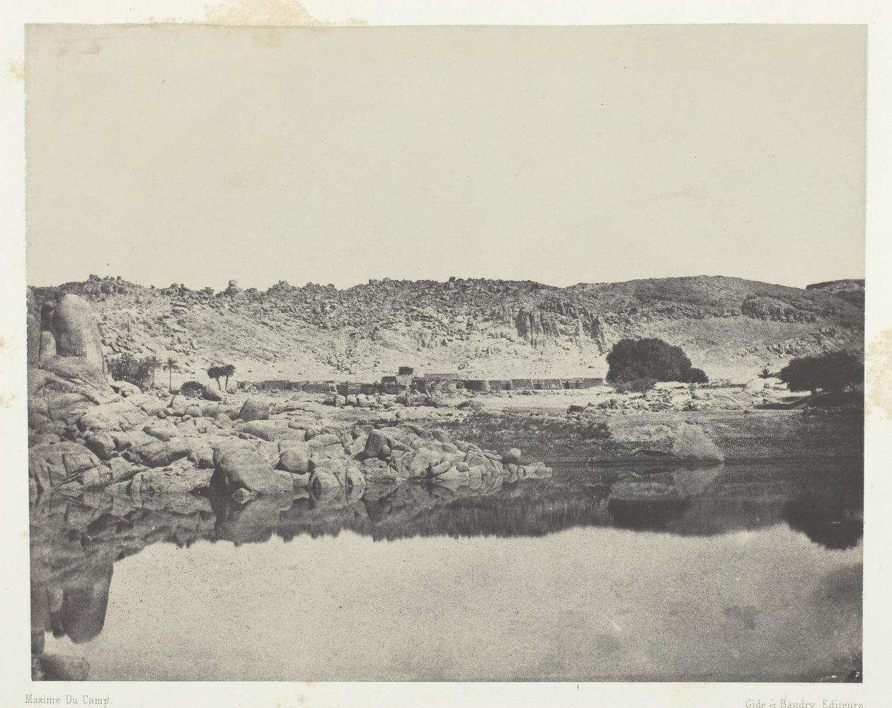 Northern Bank of the Nile Village of Abou-Koli, udsigt taget nord for Philoe, Nubia, 184951. af Maxime Du Camp
