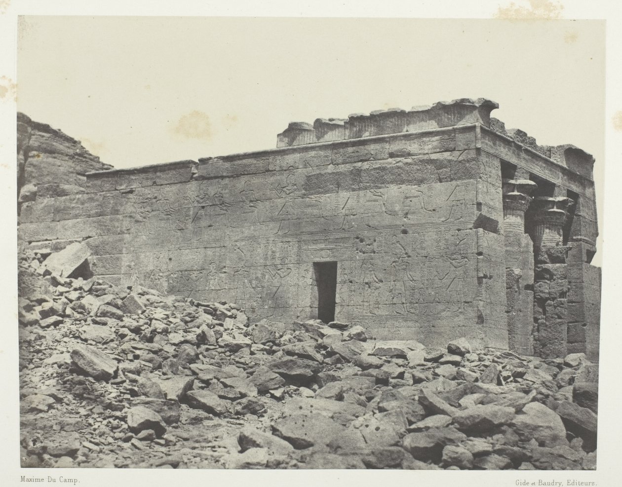 Temple De Dandour (Ancienne Tantour), Dédié à La Triade Osiris-Isis-Horus; Nubie, plade 93 fra albummet "Egypte, Nubie, Palestine et Syrie" (1852) af Maxime Du Camp
