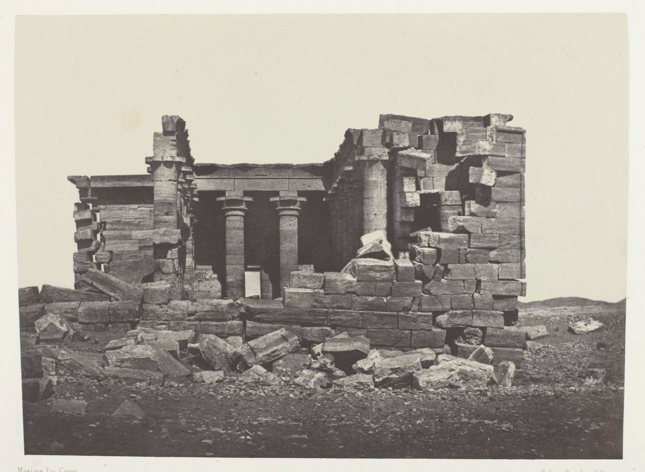 Temple De Maharakkah (Hièra Sycaminos Des Grecs); Nubien, plade 96 fra albummet "Egypte, Nubie, Palestine et Syrie" (1852) af Maxime Du Camp