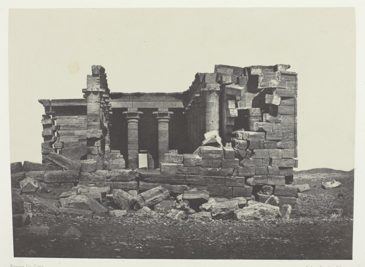 Temple De Maharakkah (Hièra Sycaminos Des Grecs); Nubien, plade 96 fra albummet "Egypte, Nubie, Palestine et Syrie" (1852) af Maxime Du Camp