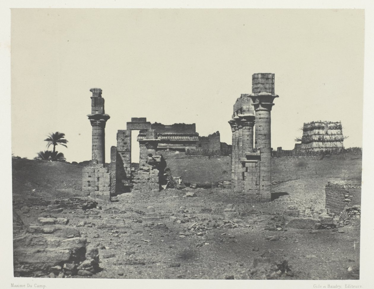 Templet i Hermontis, Øvre Egypten, plade 63 fra albummet "Egypte, Nubie, Palestine et Syrie" (1852) af Maxime Du Camp