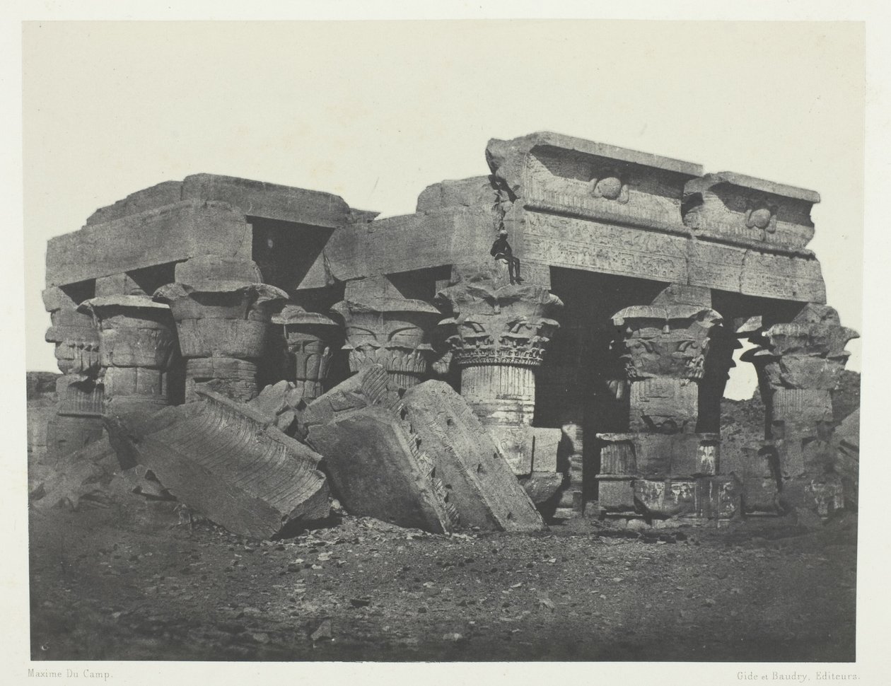 Ombos-templet, Øvre Egypten, plade 65 fra albummet "Egypte, Nubie, Palestine et Syrie" (1852) af Maxime Du Camp